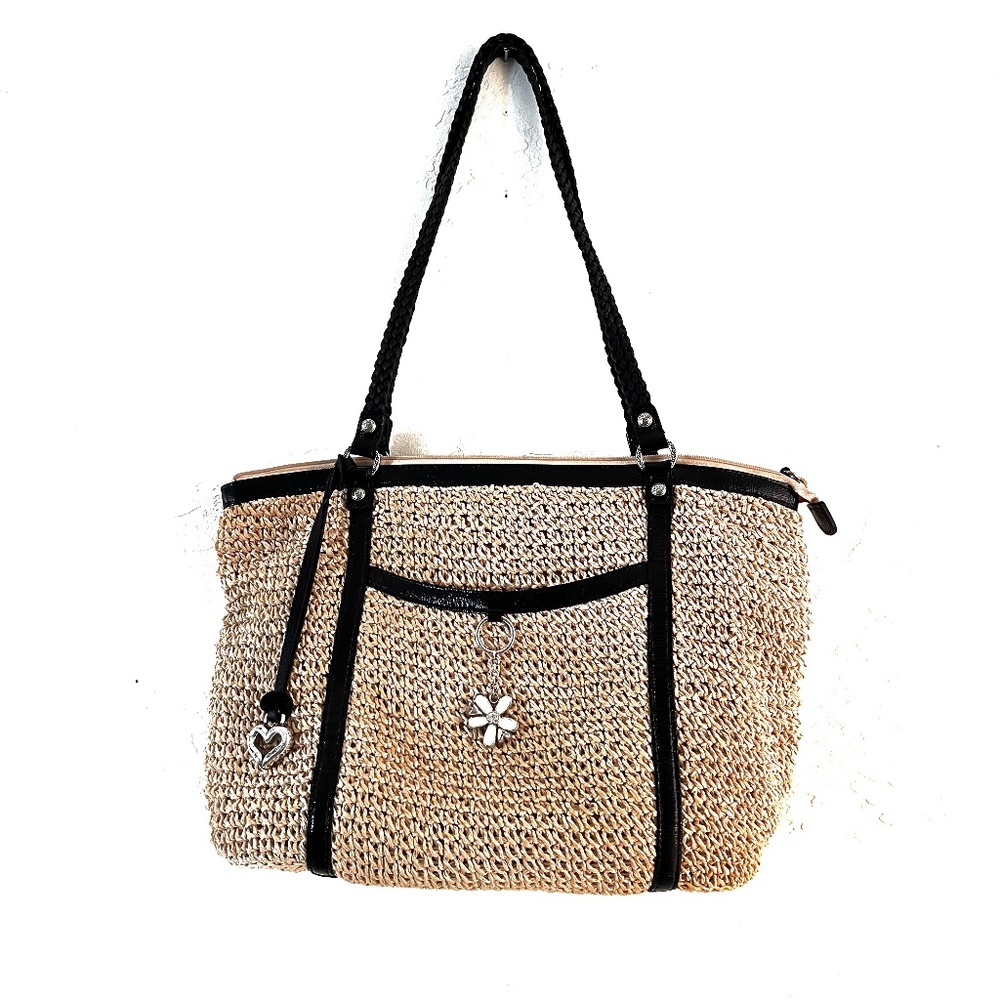 Brighton Women's Tote with Black Trim | Floral Lining Summer Purse